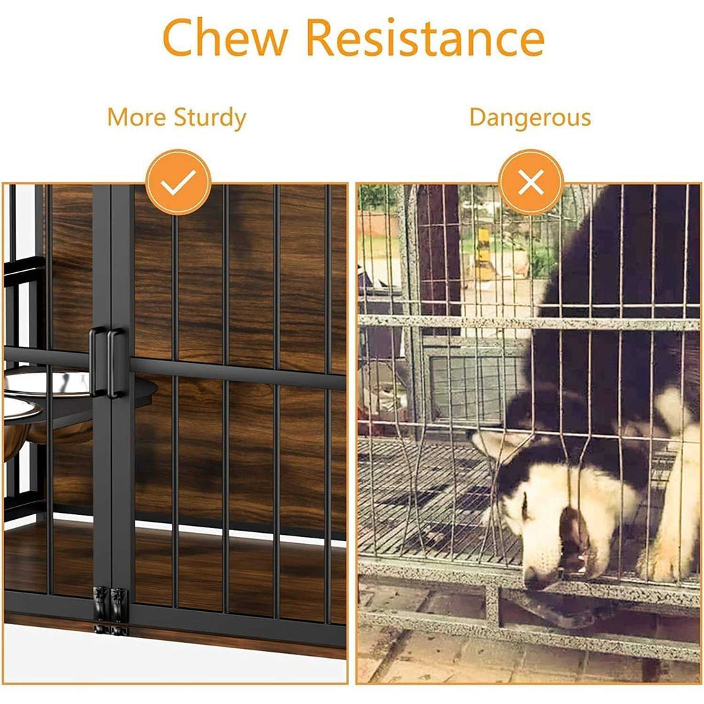 Large Dog Crate with 2 Stainless Steel Bowls P207060