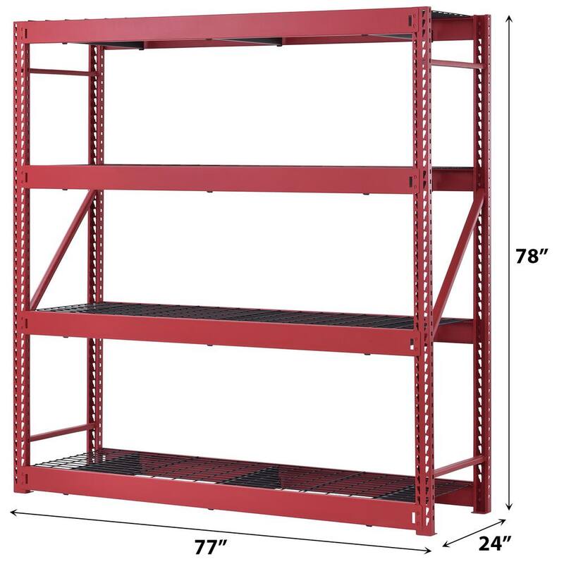 4-Tier Steel Freestanding Shelving Unit in Red C139
