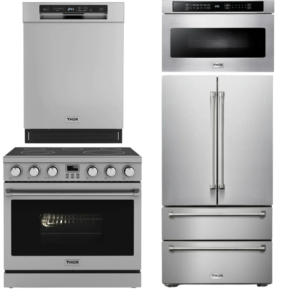 36 Electric Range, Refrigerator, Dishwasher and Microwave Z671