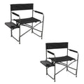 Black 2 Pack Folding Camping Directors Chair with Side Table E5614