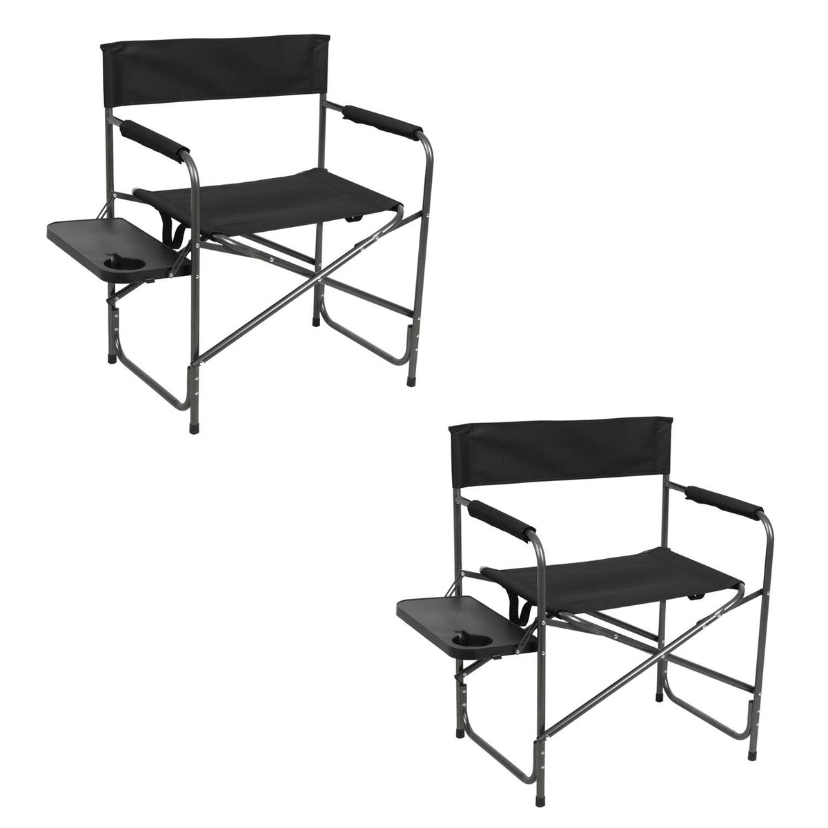 Black 2 Pack Folding Camping Directors Chair with Side Table E5614