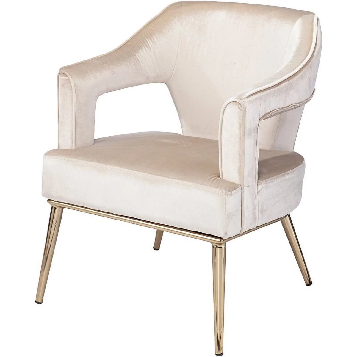 Velvet Upholstered Accent Arm Chair in Taupe D7603