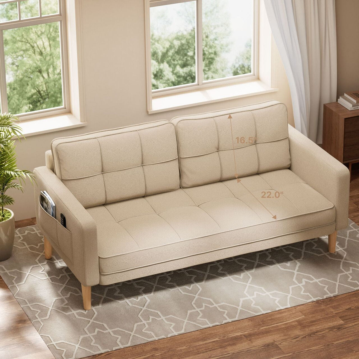 Gray Sofa with Storage Pockets N15427