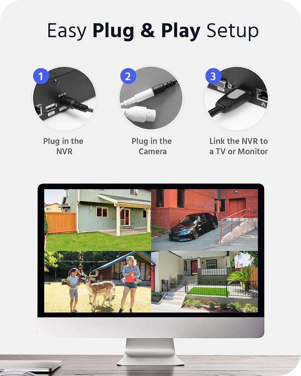 3MP Wireless Security Camera System 8 Channel 4 Cameras C403
