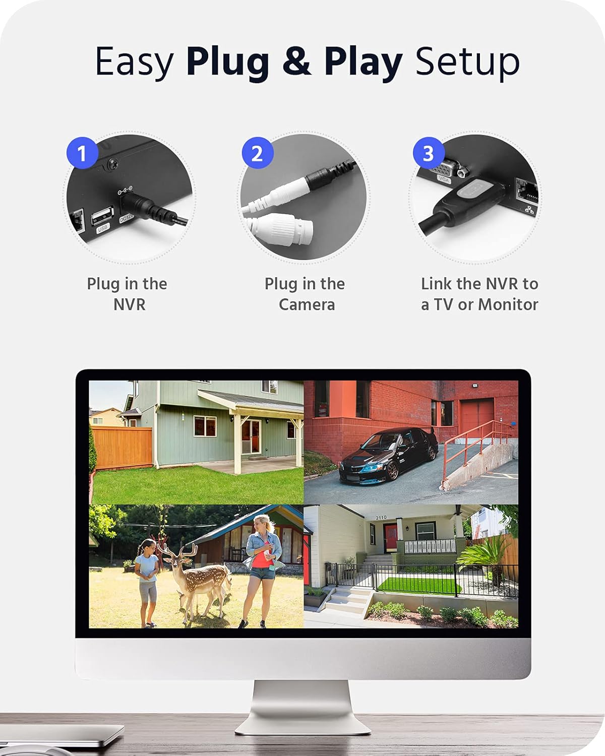3MP Wireless Security Camera System 8 Channel 4 Cameras C403