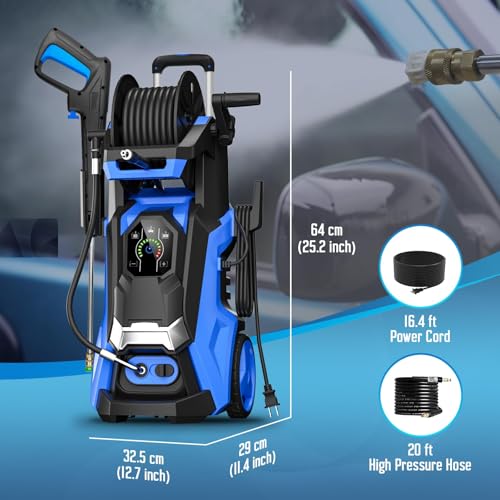 Electric Pressure Washer 5000PSI-Max 3.6GPM Touch Screen 4 Nozzles Blue W266401