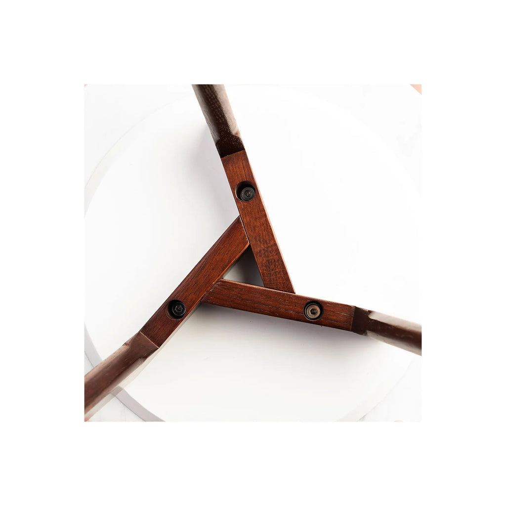 Round White Marble Coffee Table with Walnut Legs P795839