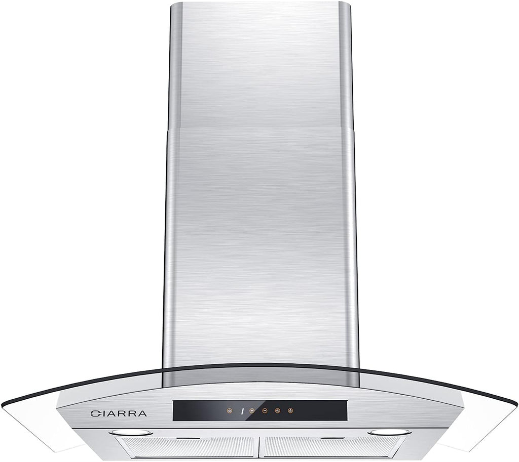 30 inch Stainless Steel Tempered Glass Wall Mount Range Hood Z6523