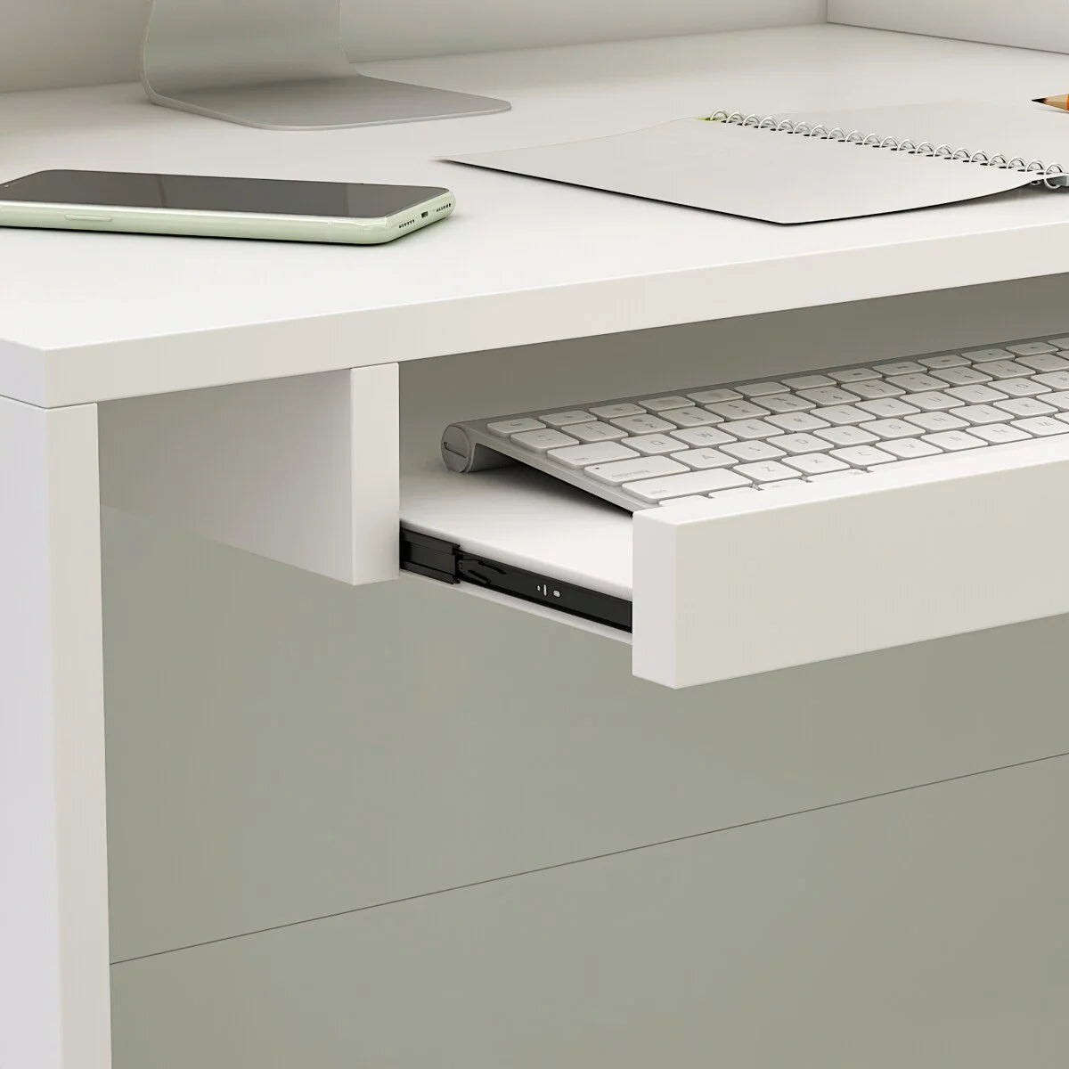L-Shaped Reception Desk with Shelves and Drawers White E895714