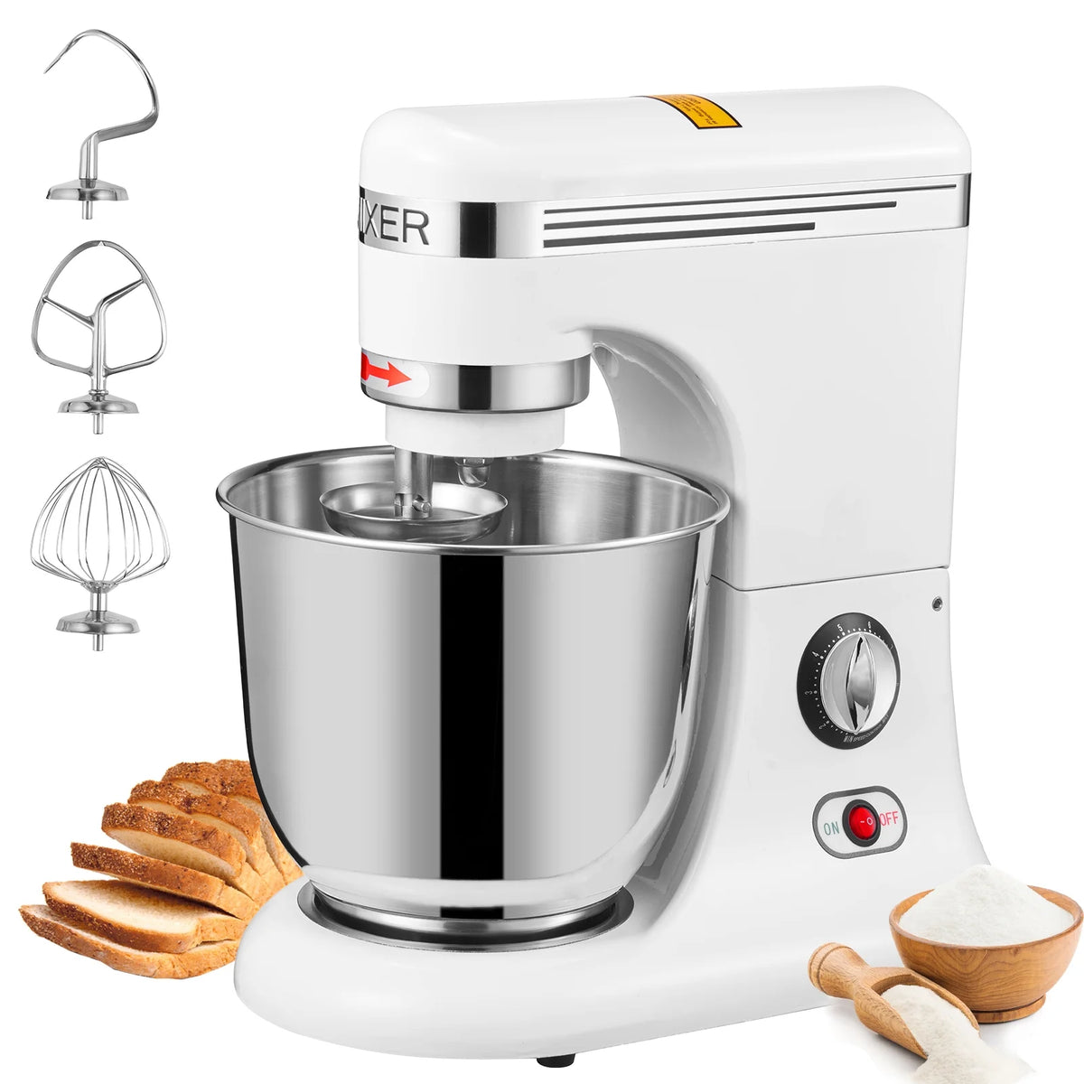 600W 11 Speed Tilt Head Stand Mixer 7.4 Quart Bowl 3 Attachments F188