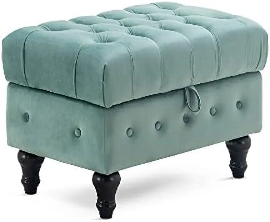 Pink Velvet Tufted Ottoman K639
