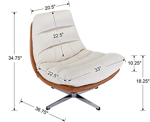 Brown PU Leather Oversized Swivel Accent Chair with Ottoman Z86008