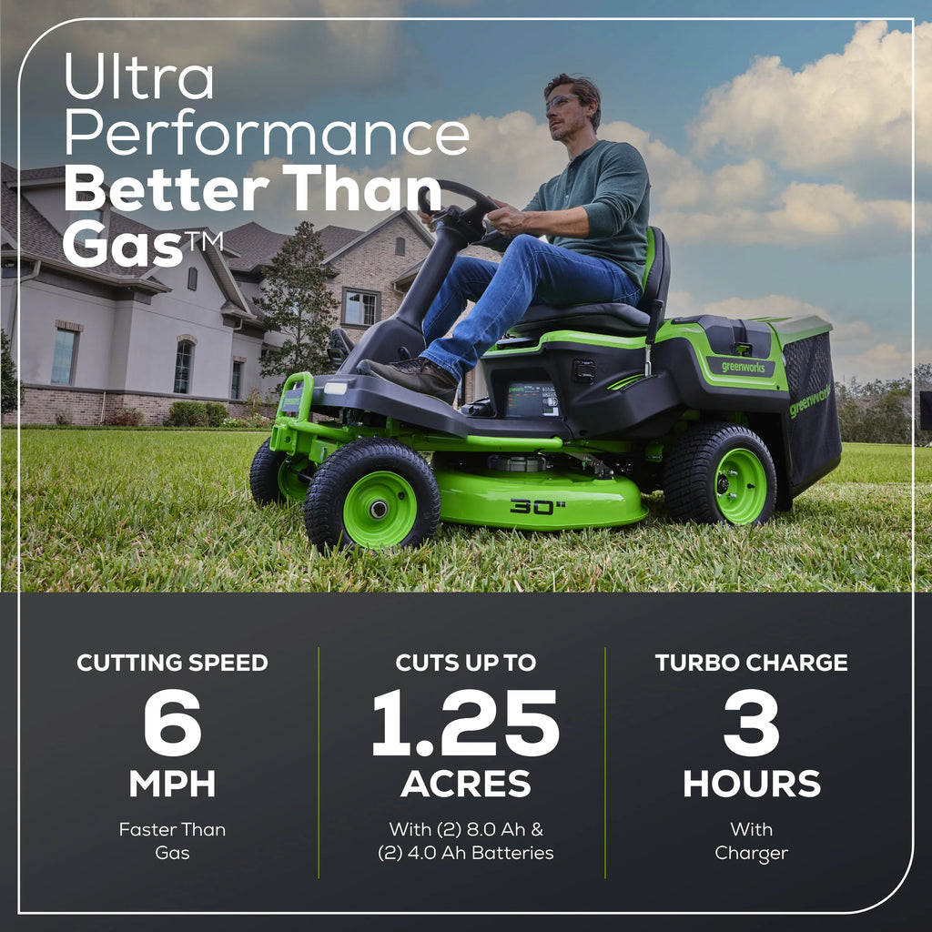 60V Riding Lawn Tractor with Batteries & Charger C2949