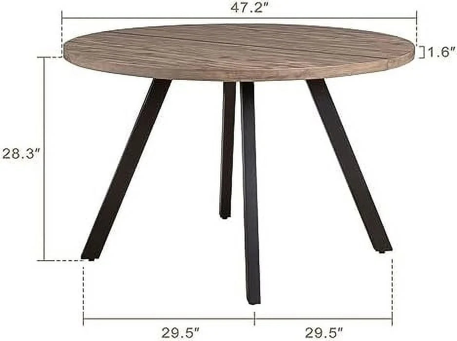 Round Wood Dining Table for 4-6 47" Grey J1393