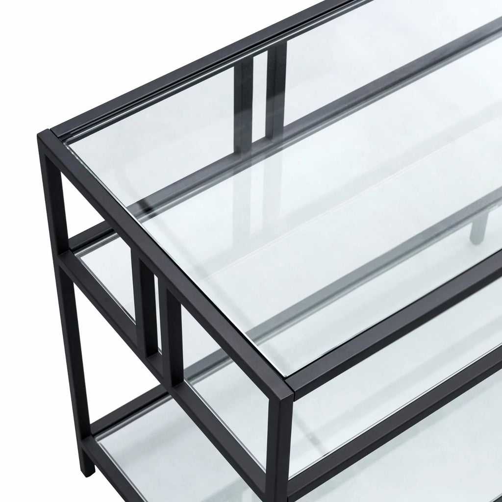 Industrial Metal TV Stand with Glass Shelves V833