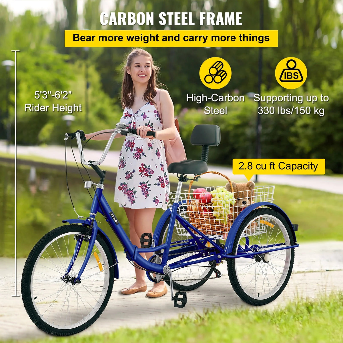 Foldable 7-Speed Tricycle with Basket N125