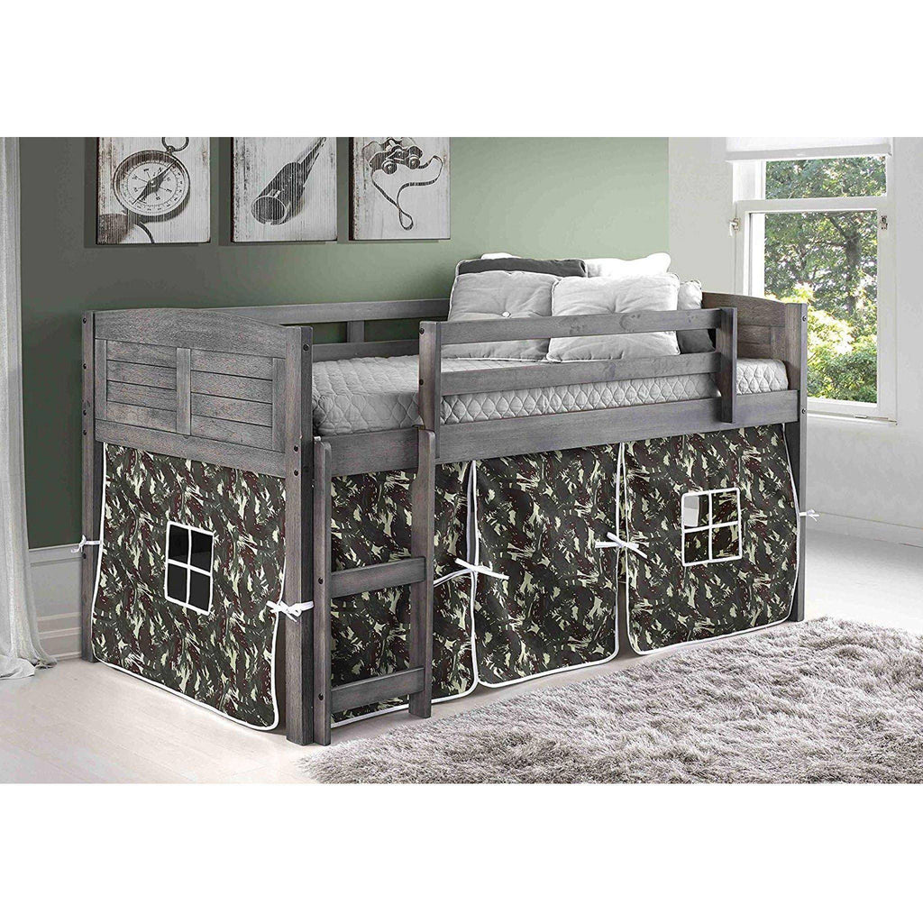 Twin Antique Grey Loft Bed with Tent M506116