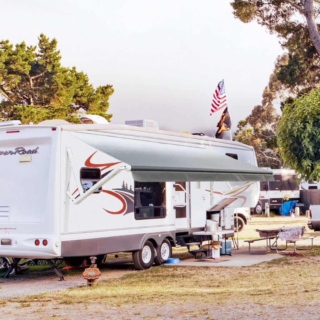 White Motorized Retractable RV Awning 10x8 Ft Q476238