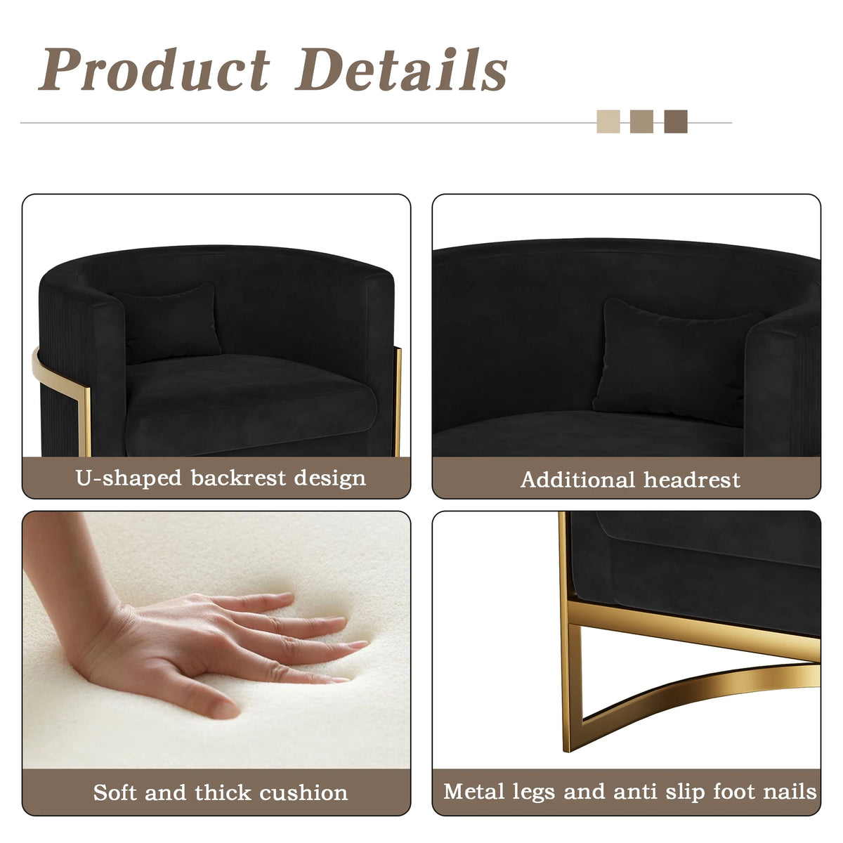 Velvet Barrel Accent Chair U158