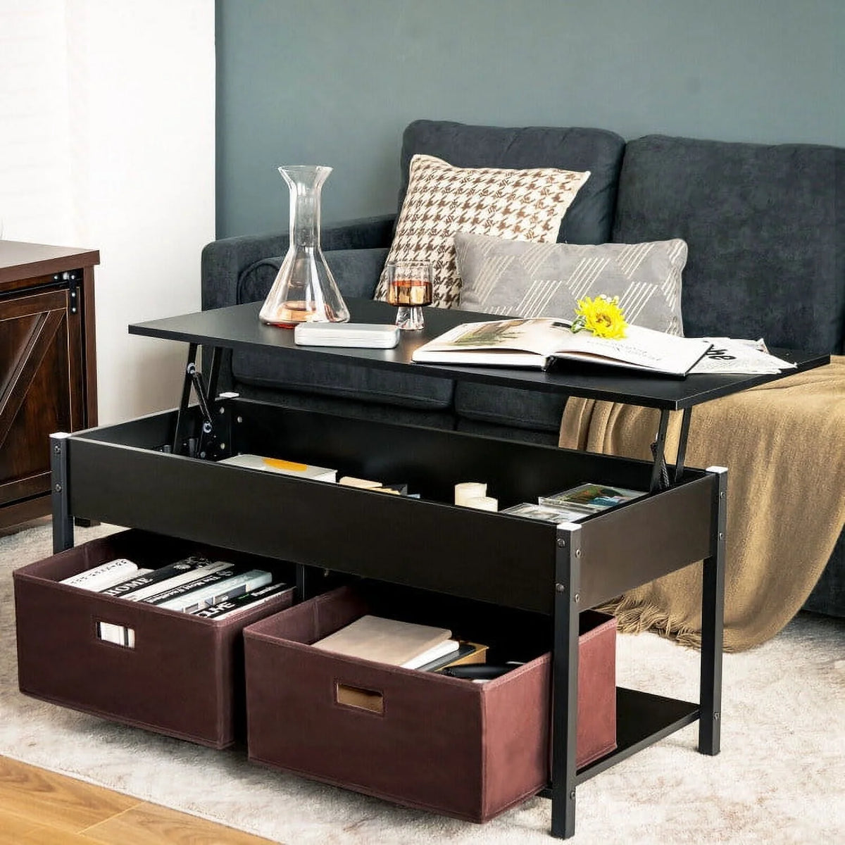 Lift Top Coffee Table with Hidden Storage R744488