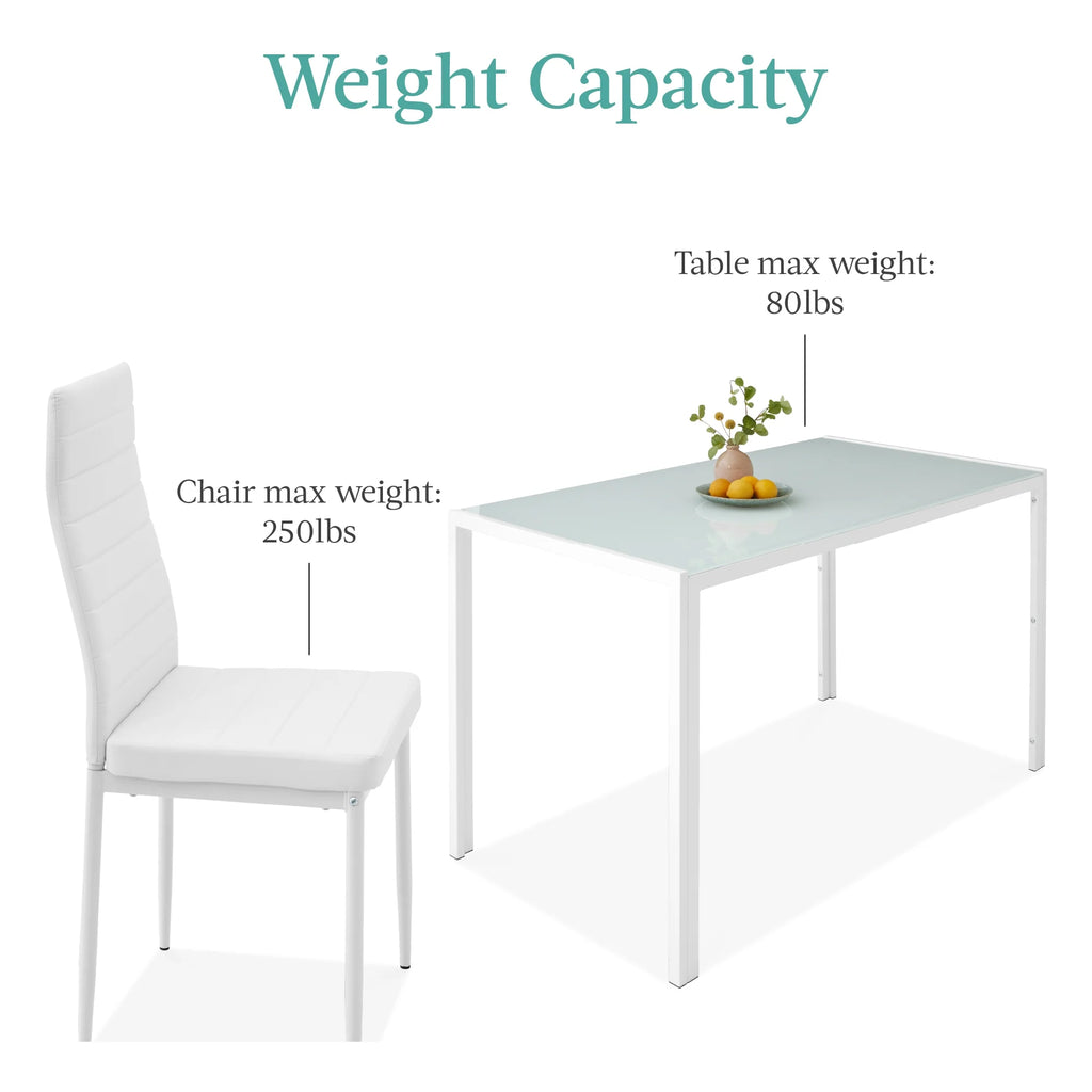 7-Piece Kitchen Dining Table Set with Glass Tabletop 6 Faux Leather Chairs V252963