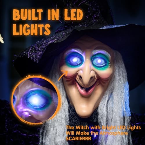 72” Hanging Talking Witch Decor with Light Up Ghost X748298