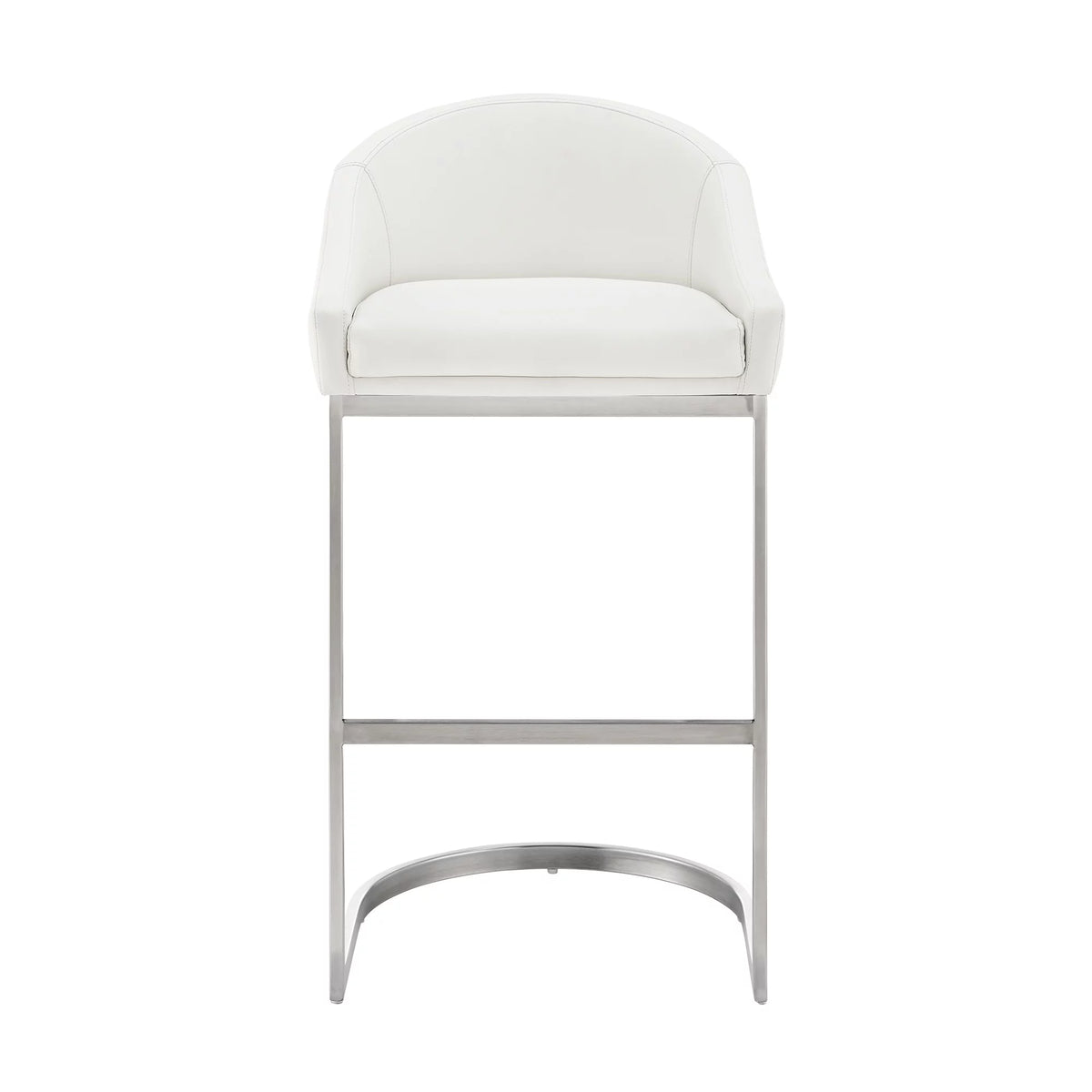 28 Inch White Faux Leather Metal Bar Stool C460