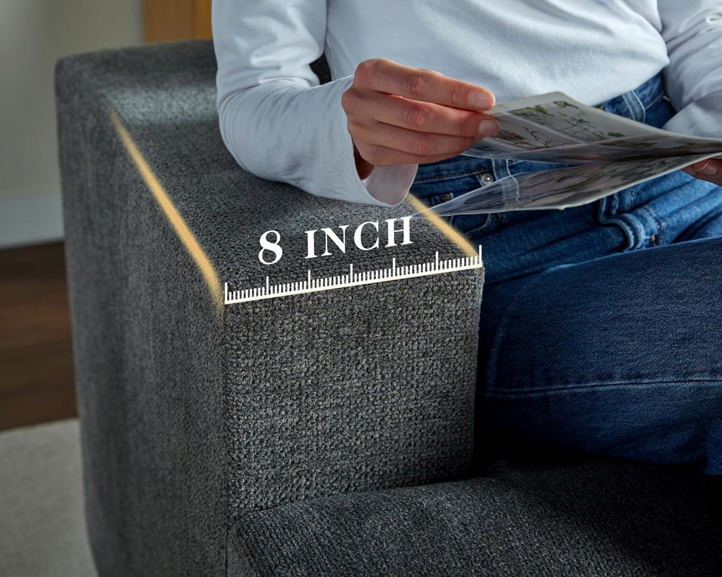 3 Seater Grey Chenille Sofa L725556