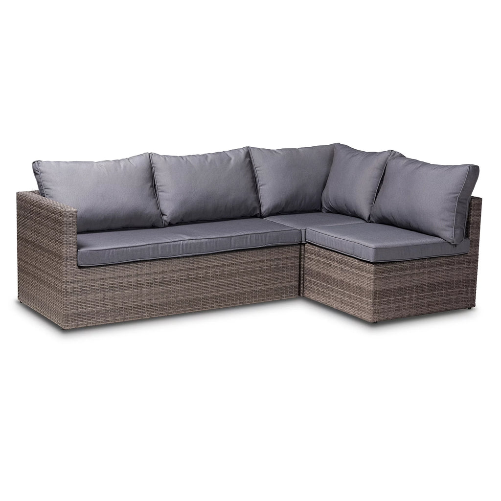 Grey Polyester 4-Piece Woven Rattan Patio Set P997