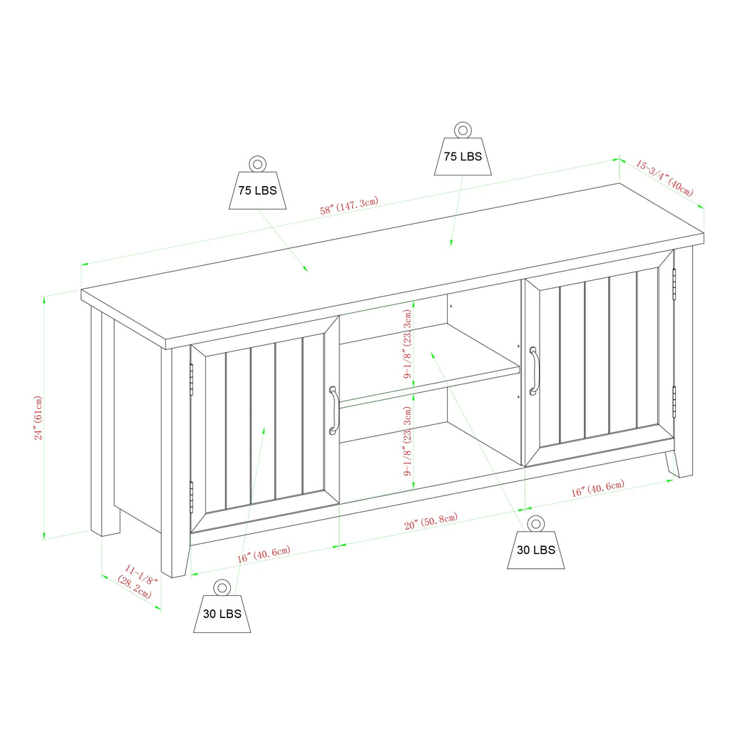 White Oak Grooved-Door TV Stand Y165