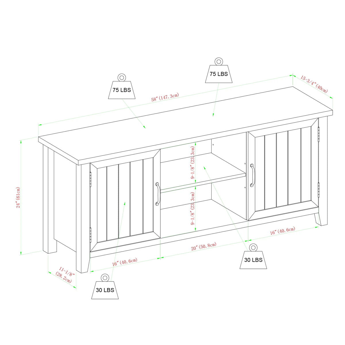 White Oak Grooved-Door TV Stand Y165