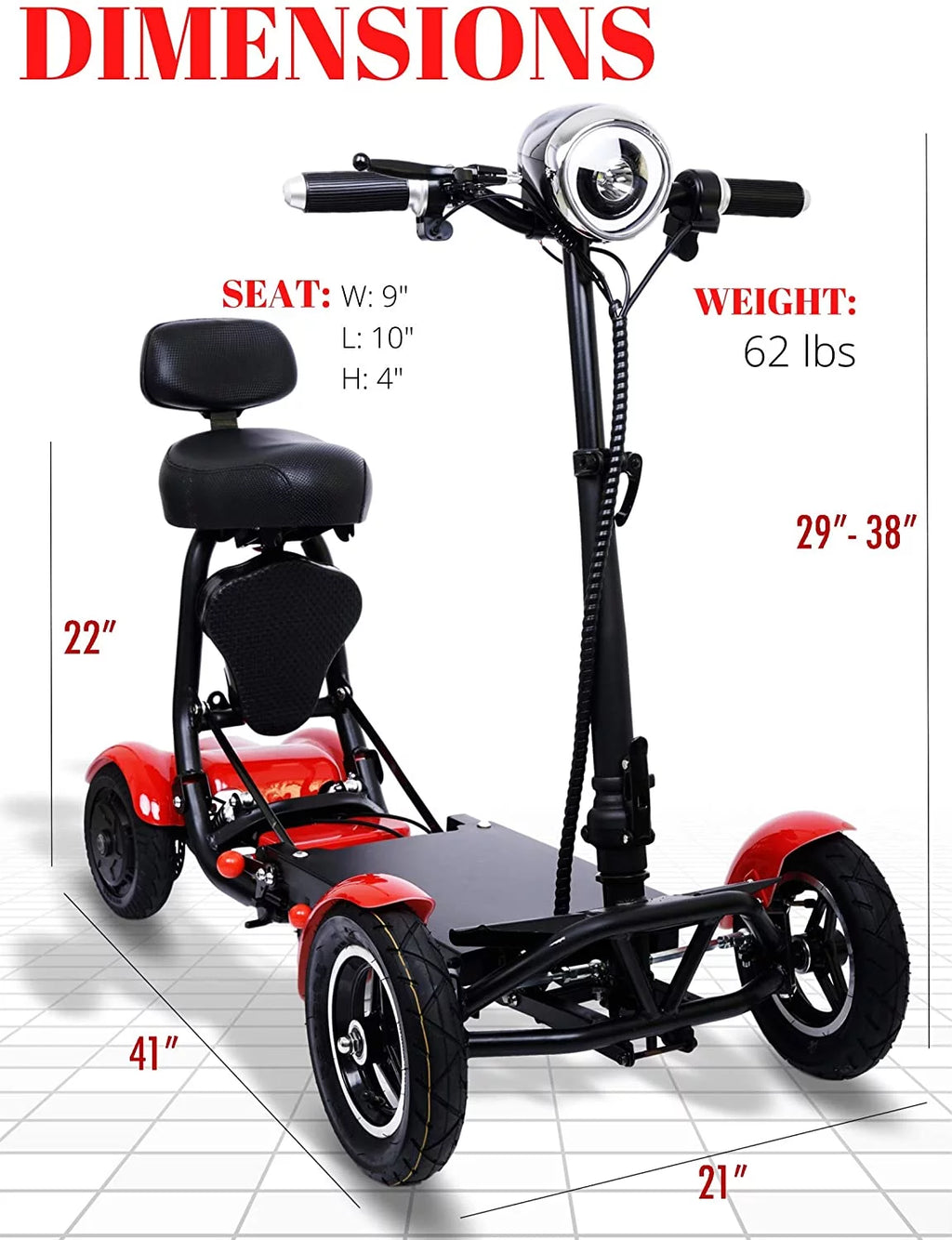 Foldable Lightweight Battery Power Four-Wheel Mobility Scooter L277