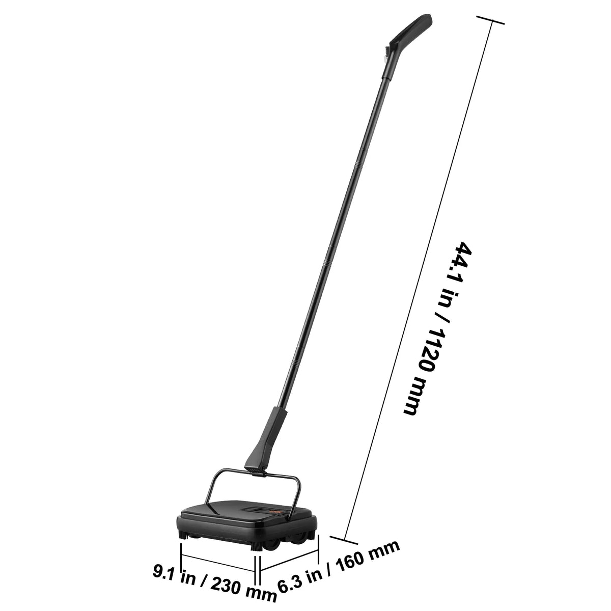 Carpet Sweeper Manual 7.87 in Non Electric Horsehair Black X649