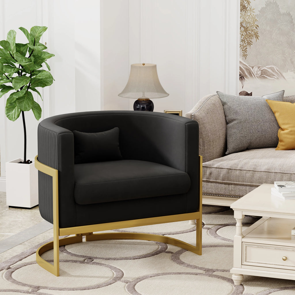 Velvet Barrel Accent Chair U158