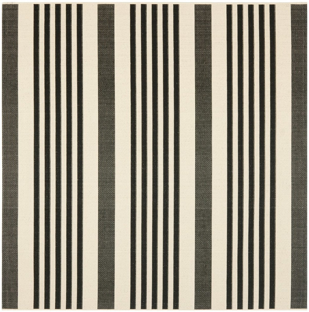 Black/Bone Striped Square Indoor/Outdoor Area Rug C41580