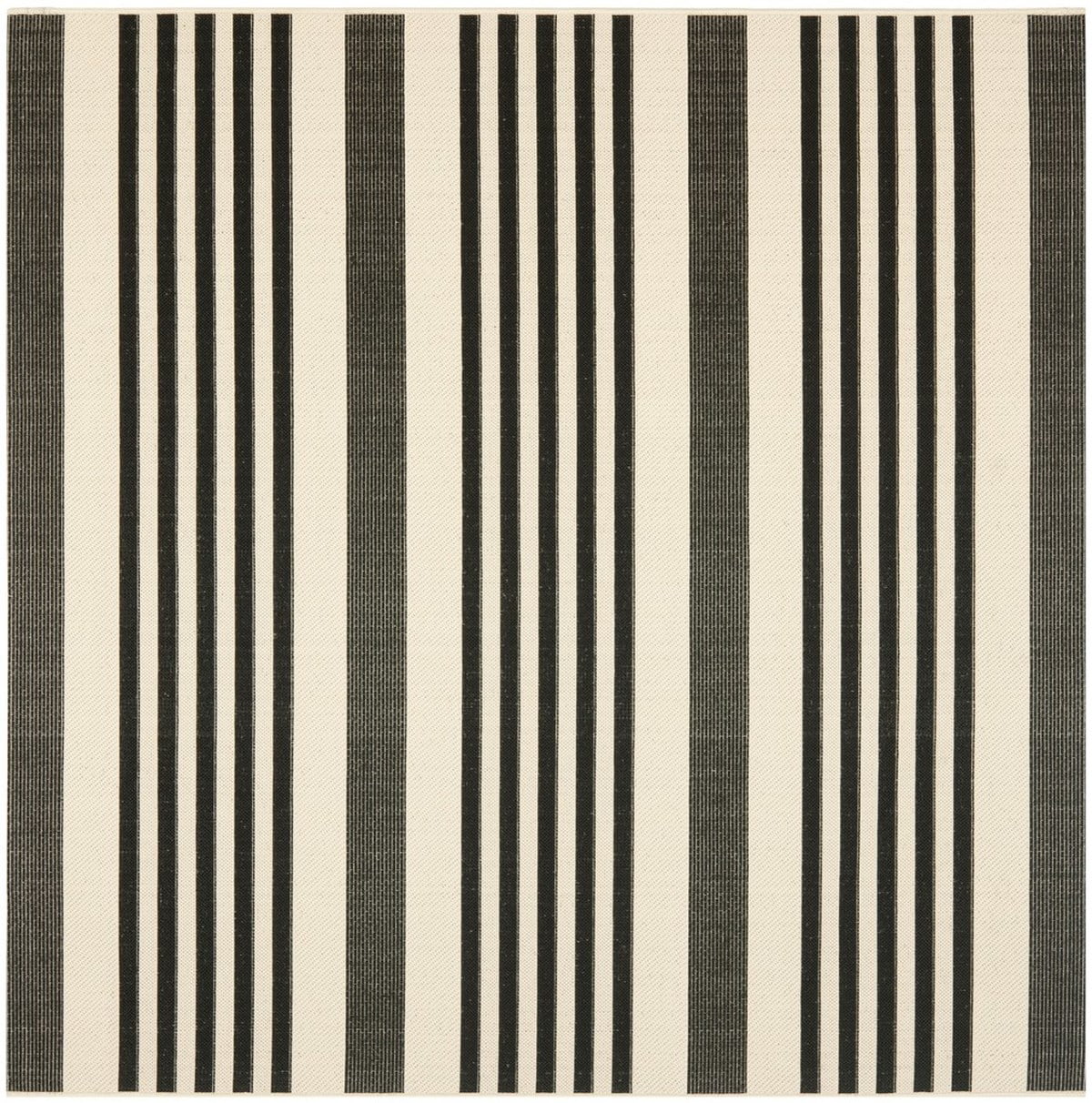 Black/Bone Striped Square Indoor/Outdoor Area Rug C41580