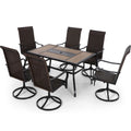 7 Piece Outdoor Patio Dining Set Rattan Chairs and Table J410