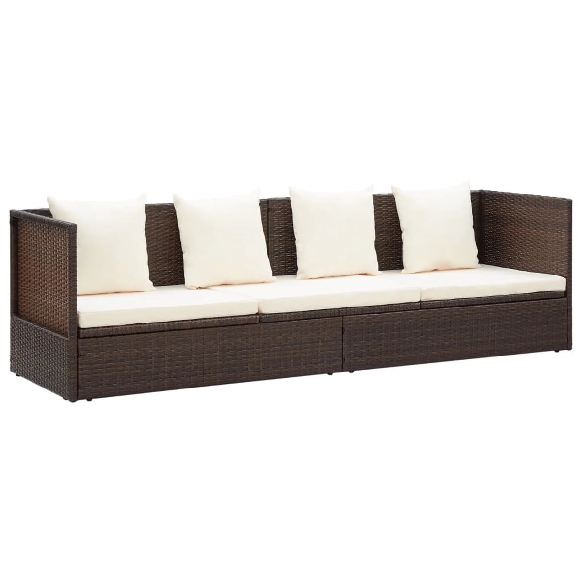 Outdoor Bed with Cushion Pillows Poly Rattan Brown C768