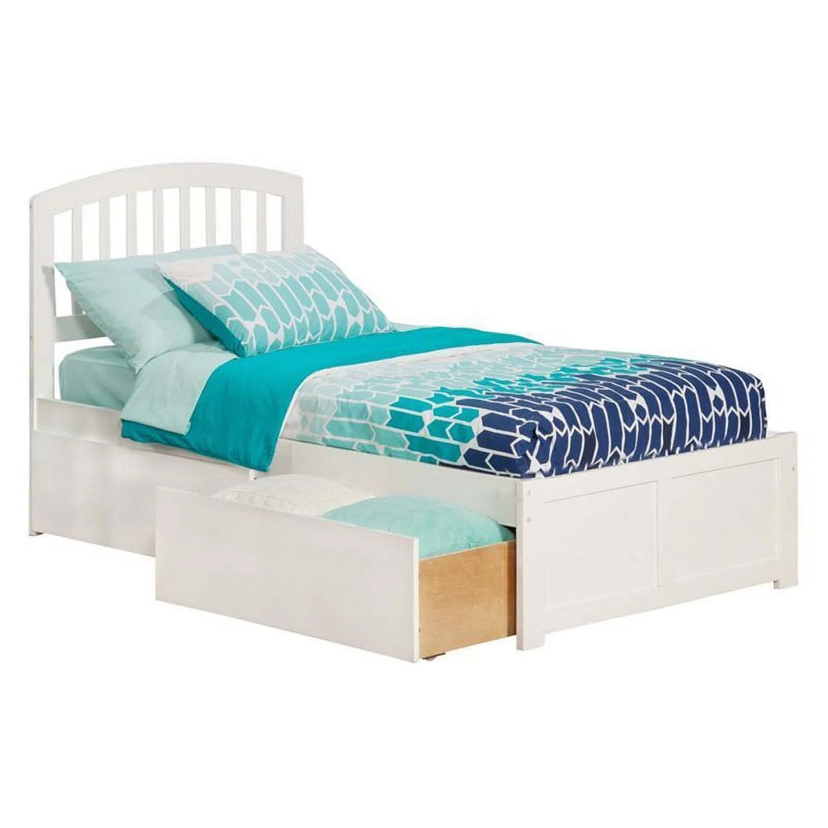 White Hardwood Storage Platform Bed J2808