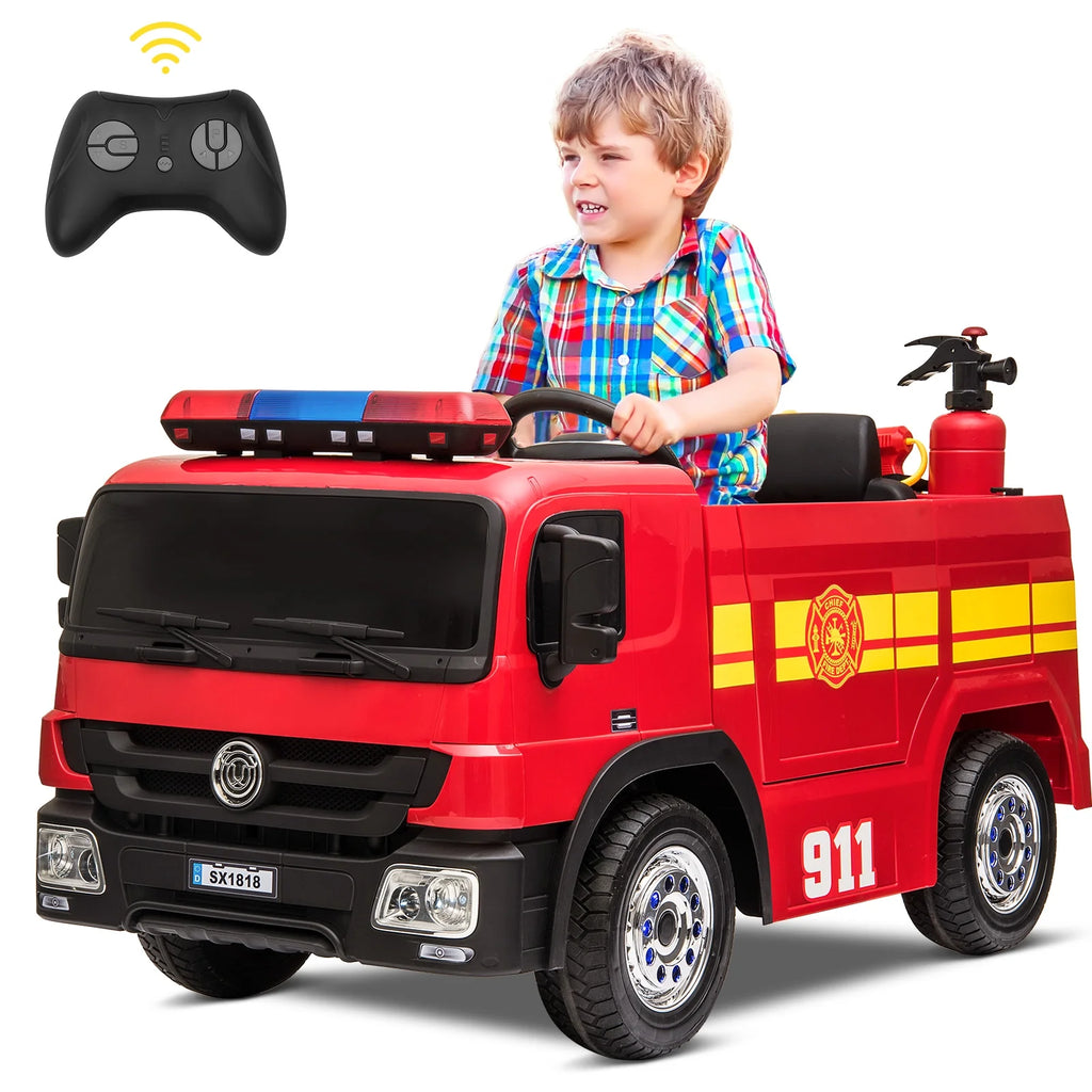 12V Kids Ride on Car Electric Powered Fire Truck Toy with Remote Control L8585