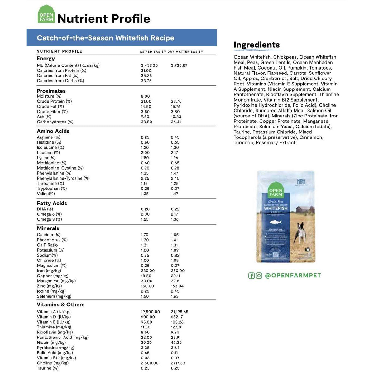 Grain Free Whitefish Dry Dog Food O6862