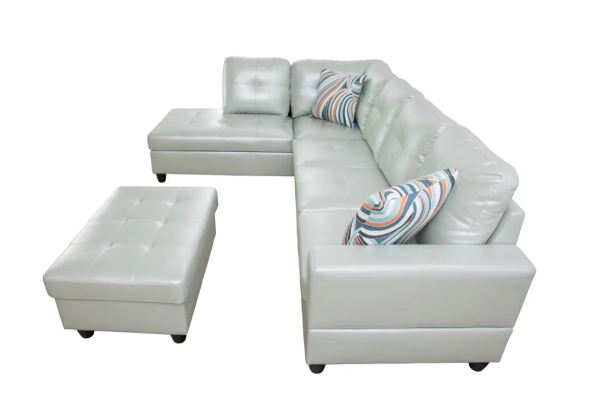 L-Shaped Sectional Sofa Set with Storage Ottoman and Pillows P42564