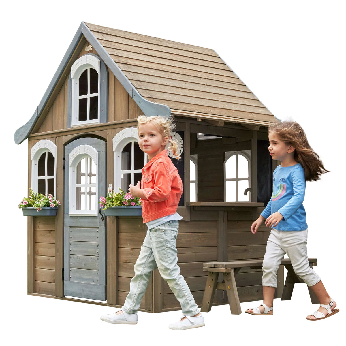 Wooden Outdoor Playhouse with Kitchen W103716