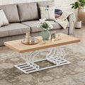 47 Inch Rustic Coffee Table with Geometric Frame E957