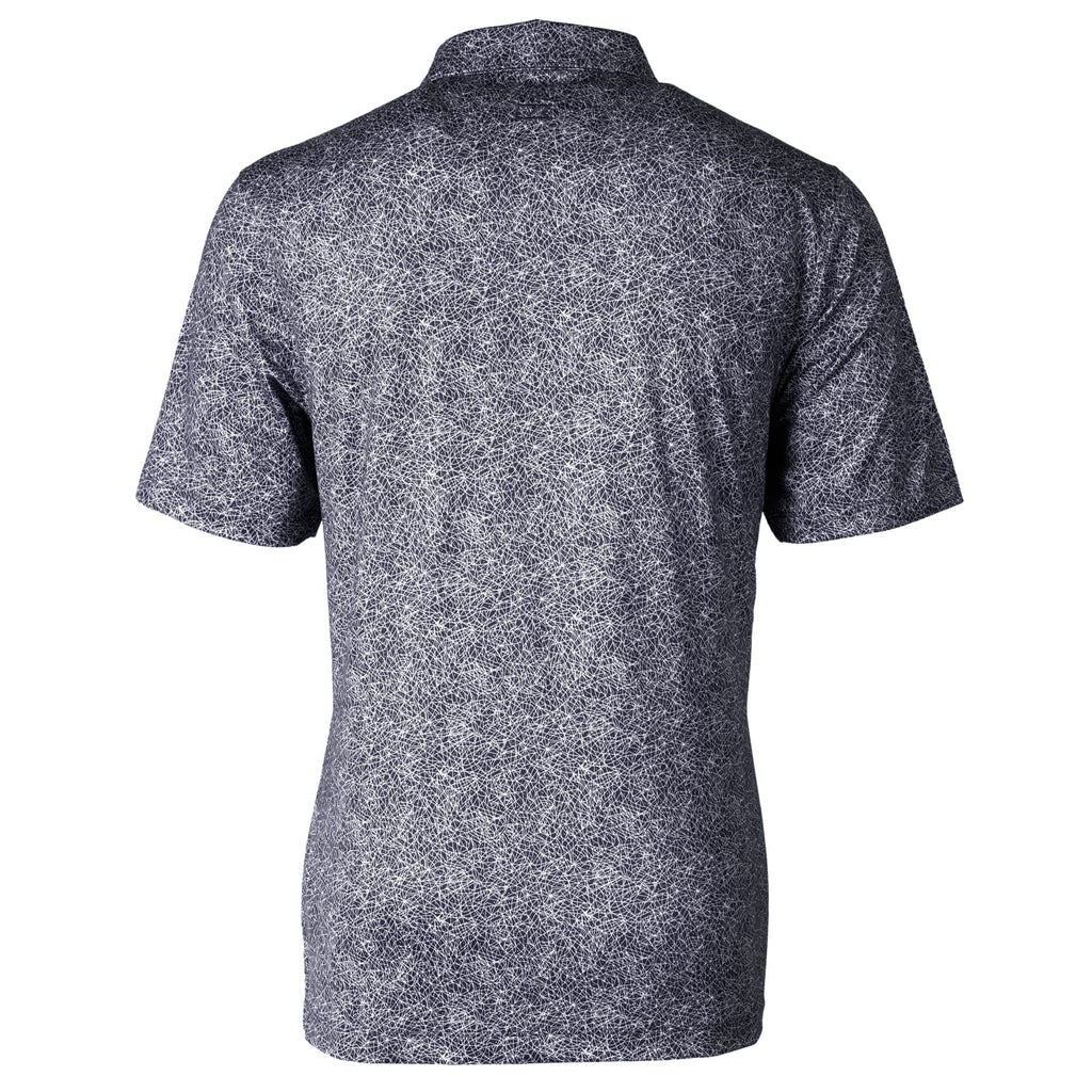 Men's Black Print Stretch Polo R80218