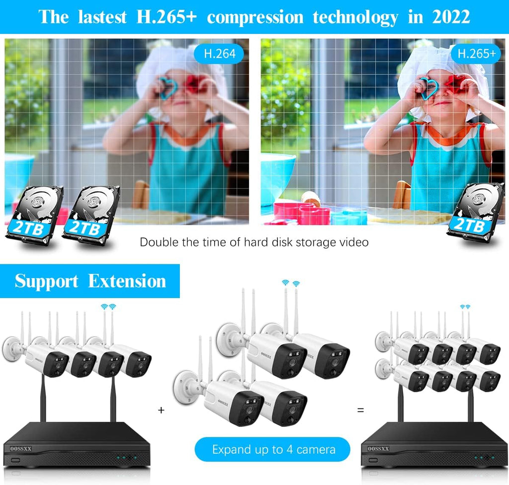 3K 5.0MP Wireless Security Camera System with 2TB Hard Drive M425938
