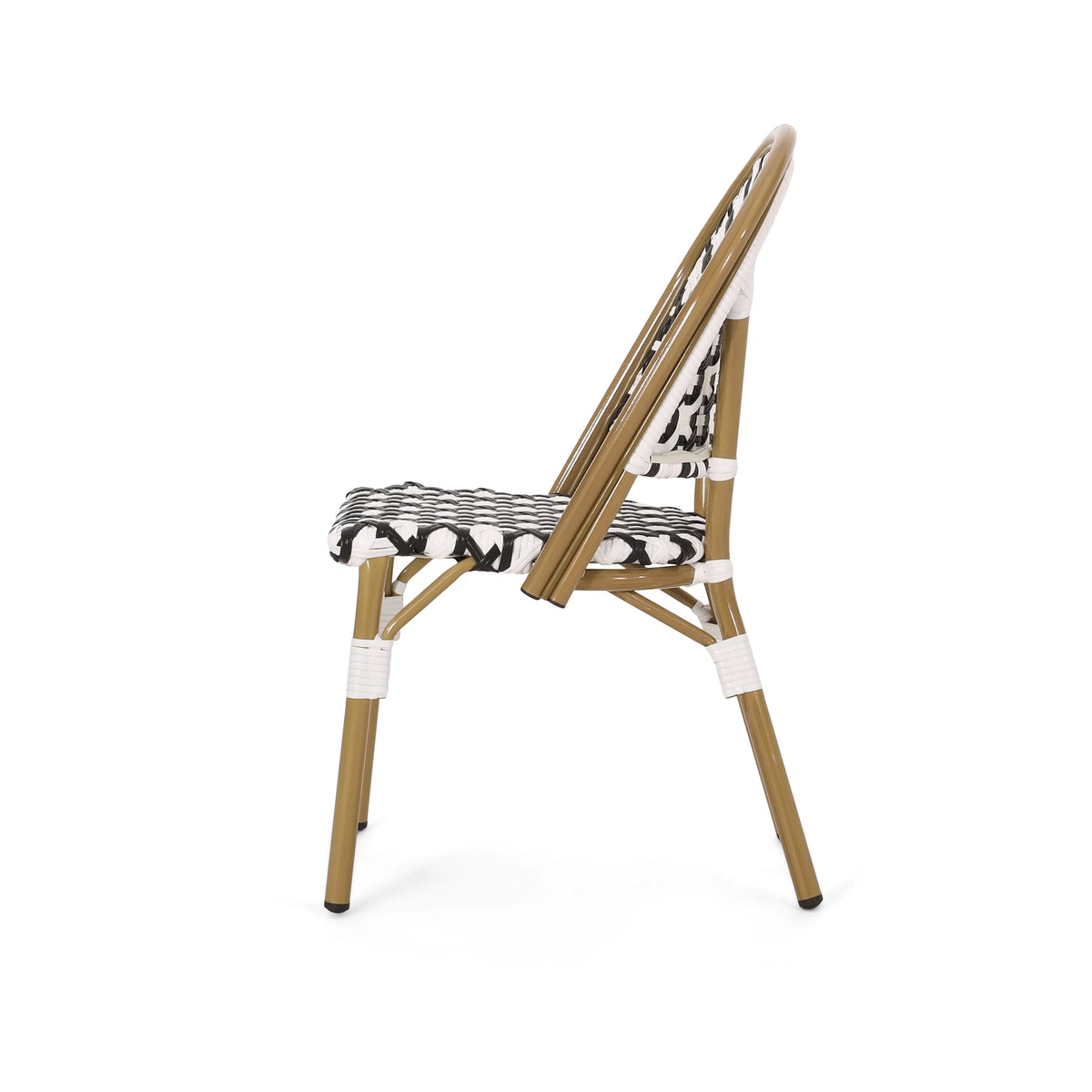Set of 2 Black White Bamboo Finish Bistro Chair L3762