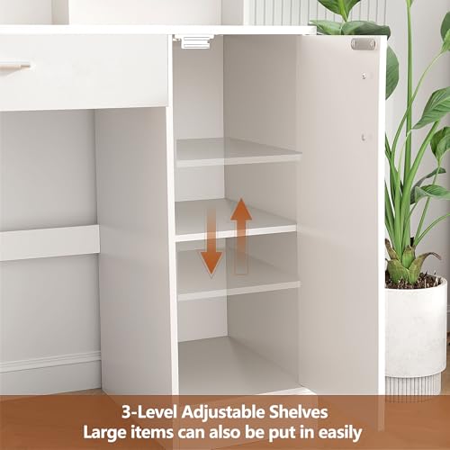 White Vanity Desk with Mirror & Lights S9706