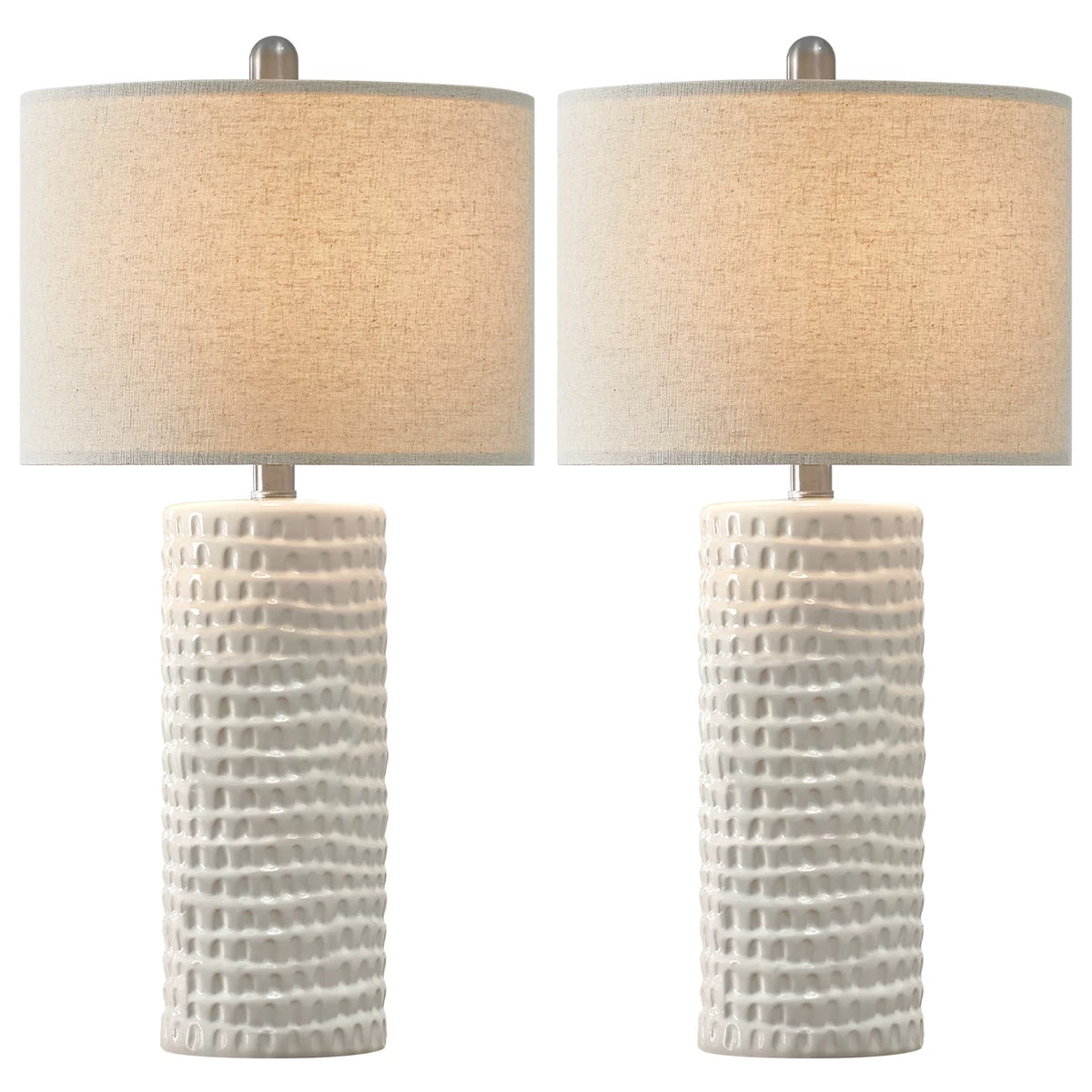 Ceramic Table Lamps Set of 2 White 24.5" Q37545