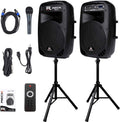 Portable 12-Inch 1000 Watts 2-Way Powered PA Speaker System Combo Set Y15613